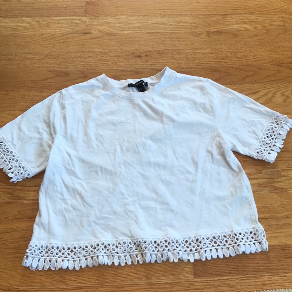 Lace Accented White Tee